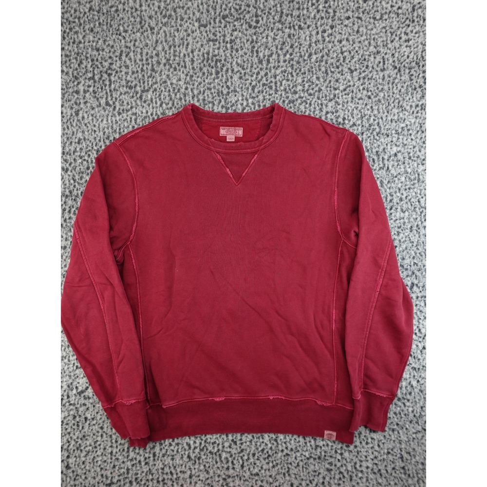 Wallace‎ & Barnes Sweatshirt Mens L Red Distressed Crewneck Ribbed Gusset